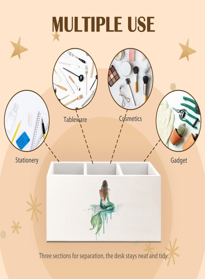 KBRCT Coastal Beach Mermaid Wooden Utensils Holder, Coastal Kitchen Decor, Watercolor Green Mermaid Wood Cooking Utensil Holder Organizer for Kitchen Countertop Counter Decor - Image 5